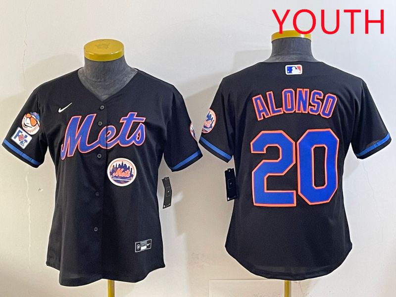Youth 2025 New York Mets 20 Alonso Black Game Nike MLB Jersey style 9